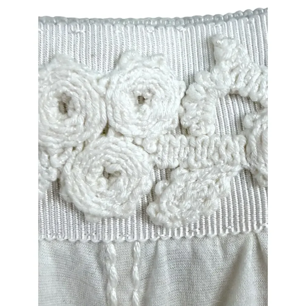 Louis Vuitton Paris White Cotton Embellished Skirt 36 France Silk Lined Rosettes
